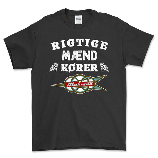 Malaguti Rigtige Mænd Kører - Unisex T-Shirt , Bomuld-Beklædning-Malaguti-Sort-S-Forside-Garage Culture Shop- garage - man cave - merchandise