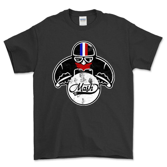 Mash Biker Vintage Style Unisex T-Shirt , Bomuld-Beklædning-Mash-Sort-S-Forside-Garage Culture Shop- garage - man cave - merchandise