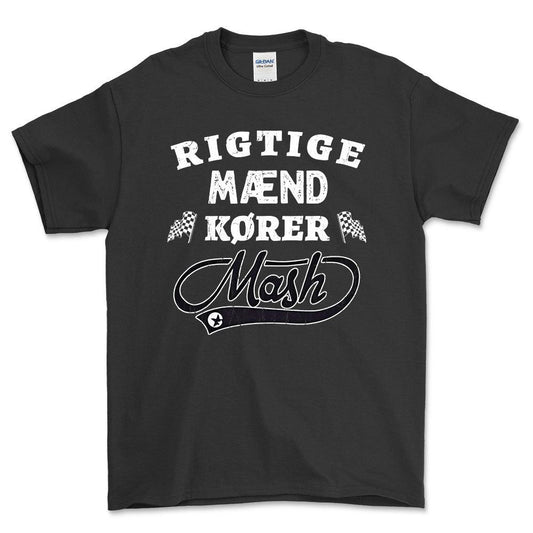 Mash Rigtige Mænd Kører - Unisex T-Shirt , Bomuld-Beklædning-Mash-Sort-S-Forside-Garage Culture Shop- garage - man cave - merchandise