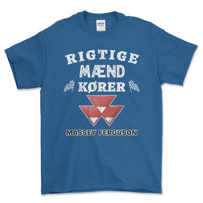 Massey Ferguson Rigtige Mænd Kører - Unisex T-Shirt , Bomuld-Beklædning-Massey Ferguson-Blå Royal-S-Forside-Garage Culture Shop- garage - man cave - merchandise