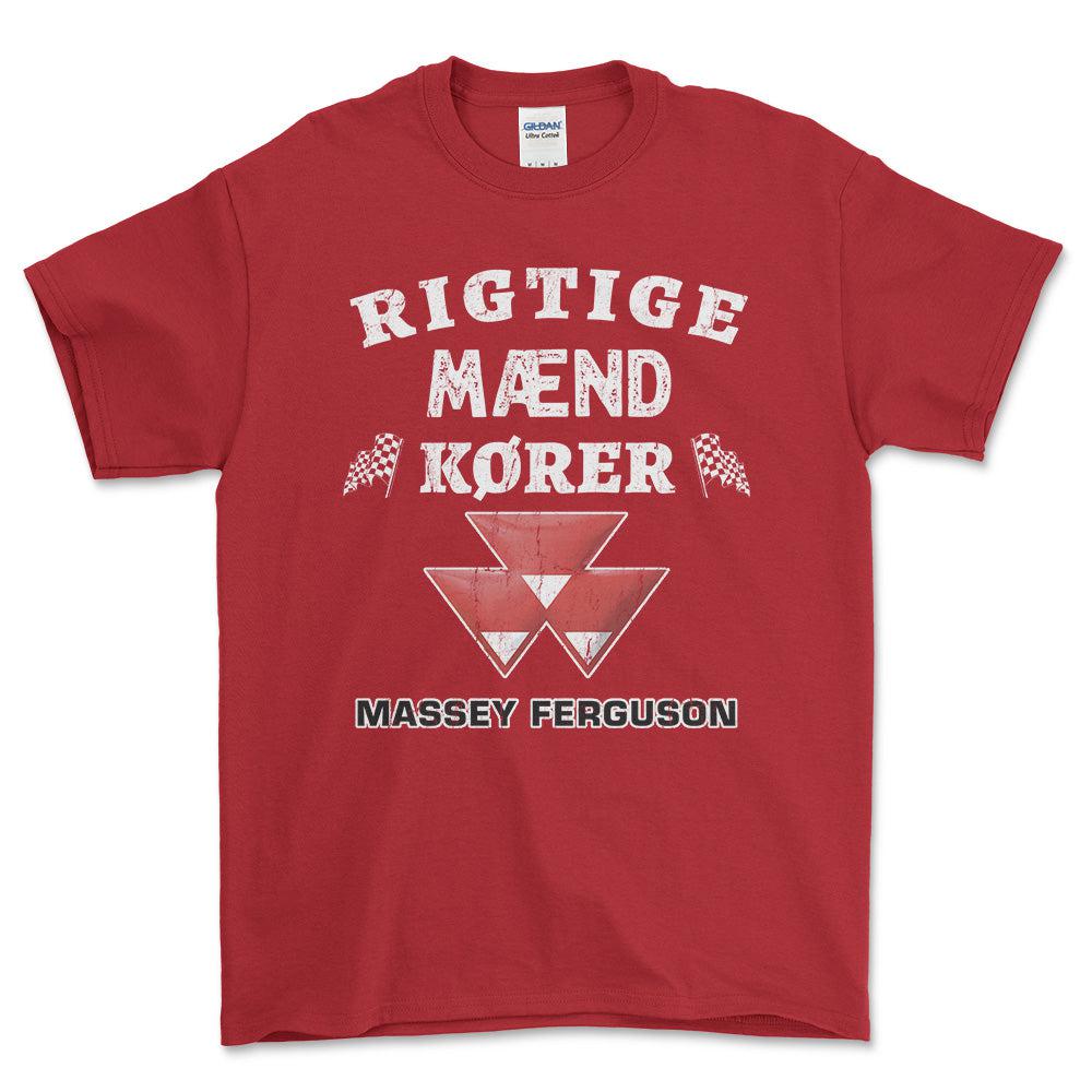 Massey Ferguson Rigtige Mænd Kører - Unisex T-Shirt , Bomuld-Beklædning-Massey Ferguson-Rød-S-Forside-Garage Culture Shop- garage - man cave - merchandise