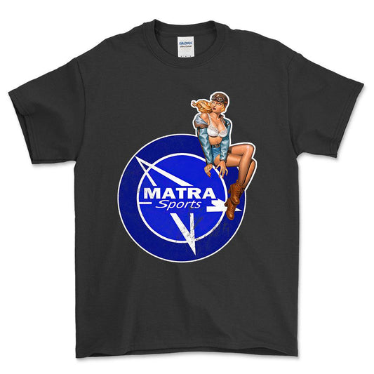 Matra Pinup - Unisex T-Shirt , Bomuld-Beklædning-Matra-Sort-S-Forside-Garage Culture Shop- garage - man cave - merchandise