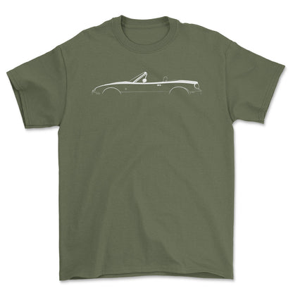 Mazda MX-5 Miata (NA) Silhuet - Unisex T-Shirt , Bomuld-Beklædning-Mazda-Grøn Militær-S-Forside-Garage Culture Shop- garage - man cave - merchandise