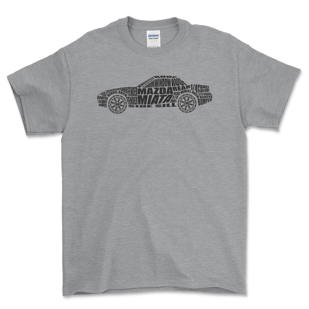 Mazda Miata Unisex T-Shirt , Bomuld-Beklædning-Mazda-Grå Sport-S-Forside-Garage Culture Shop- garage - man cave - merchandise