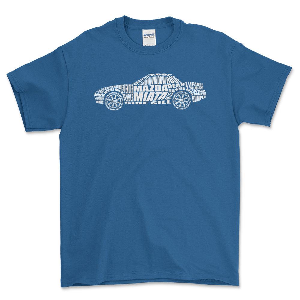 Mazda Miata Unisex T-Shirt , Bomuld-Beklædning-Mazda-Blå Royal-S-Forside-Garage Culture Shop- garage - man cave - merchandise