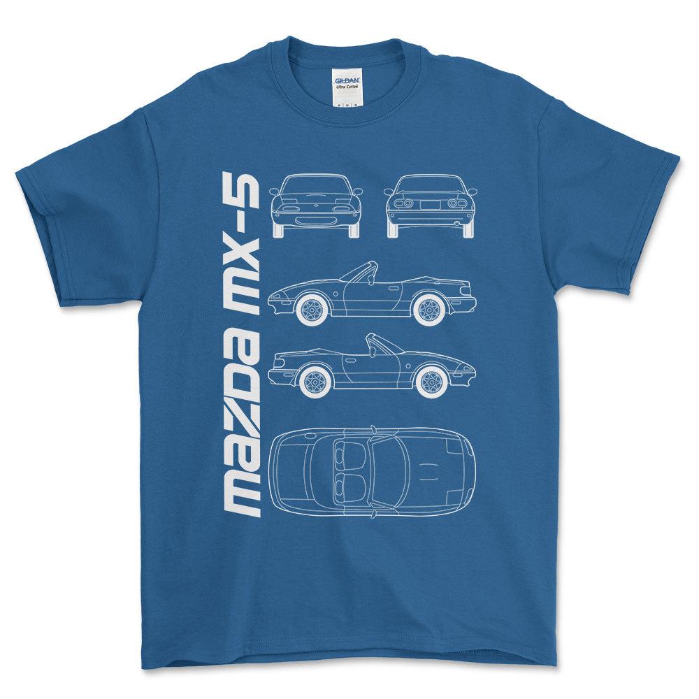 Mazda Mx-5 (Na) Unisex T-Shirt , Bomuld-Beklædning-Mazda-Blå Royal-S-Forside-Garage Culture Shop- garage - man cave - merchandise