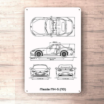 Mazda Mx-5 (Nd) Blueprint Skilte, Musemåtte, Dørmåtte-Blueprint-Mazda-Garage Culture Shop- garage - man cave - merchandise