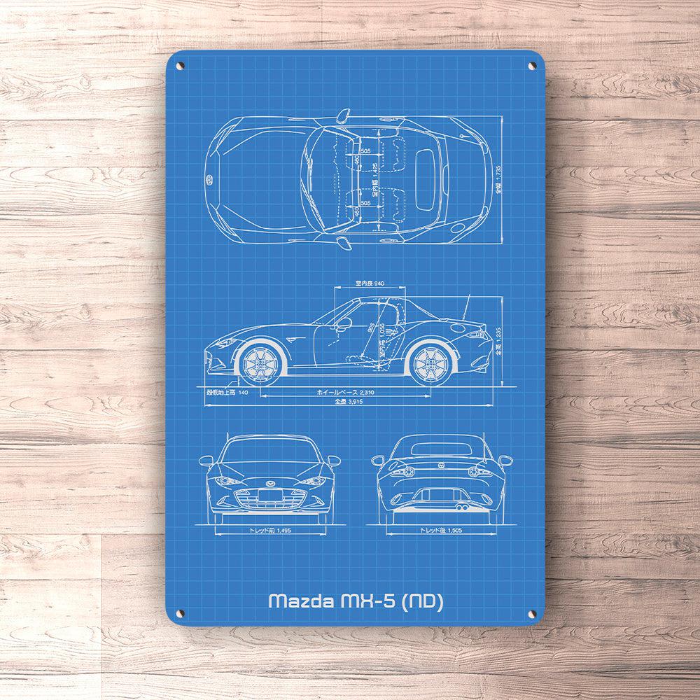 Mazda Mx-5 (Nd) Blueprint Skilte, Musemåtte, Dørmåtte-Blueprint-Mazda-Garage Culture Shop- garage - man cave - merchandise