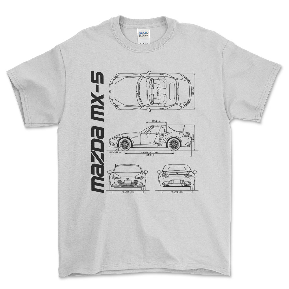 Mazda Mx-5 (Nd) Unisex T-Shirt , Bomuld-Beklædning-Mazda-Hvid-S-Forside-Garage Culture Shop- garage - man cave - merchandise