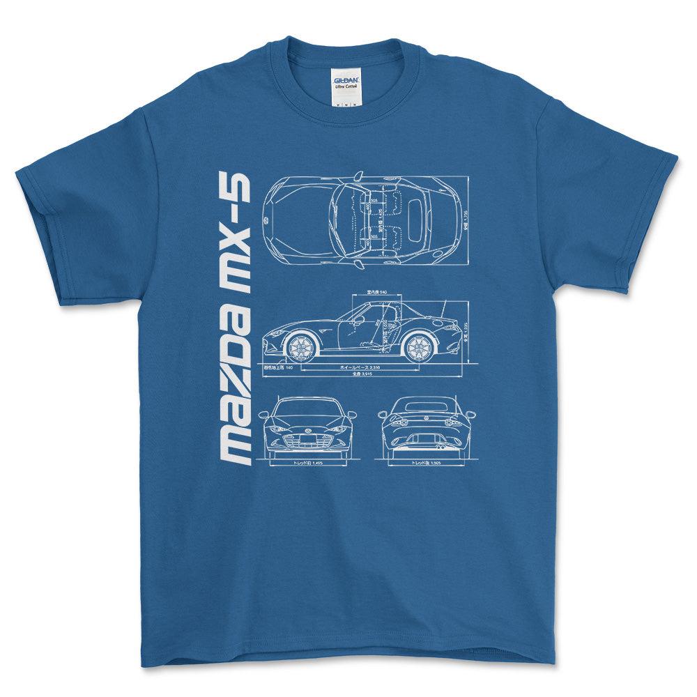 Mazda Mx-5 (Nd) Unisex T-Shirt , Bomuld-Beklædning-Mazda-Blå Royal-S-Forside-Garage Culture Shop- garage - man cave - merchandise