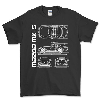 Mazda Mx-5 (Nd) Unisex T-Shirt , Bomuld-Beklædning-Mazda-Sort-S-Forside-Garage Culture Shop- garage - man cave - merchandise