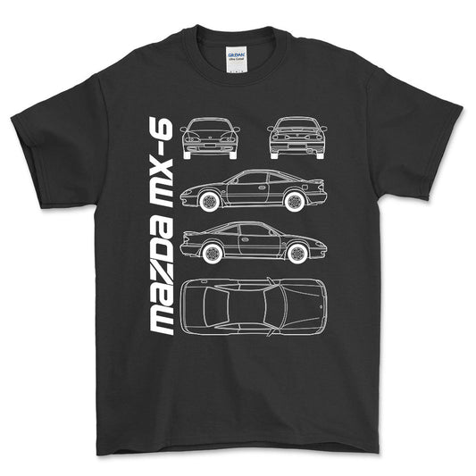 Mazda Mx-6 (Ge) Unisex T-Shirt , Bomuld-Beklædning-Mazda-Sort-S-Forside-Garage Culture Shop- garage - man cave - merchandise