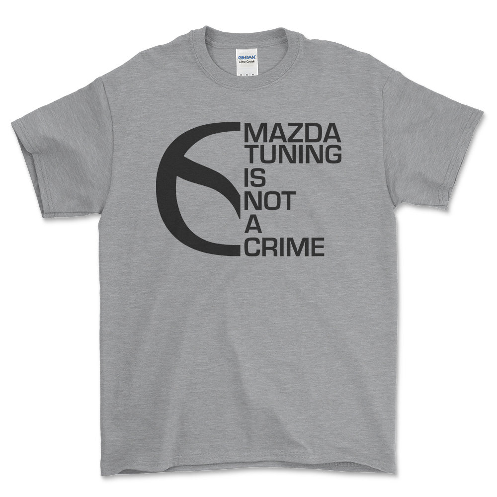 Mazda Tuning Is Not A Crime Unisex T-Shirt , Bomuld-Beklædning-Mazda-Grå Sport-S-Forside-Garage Culture Shop- garage - man cave - merchandise