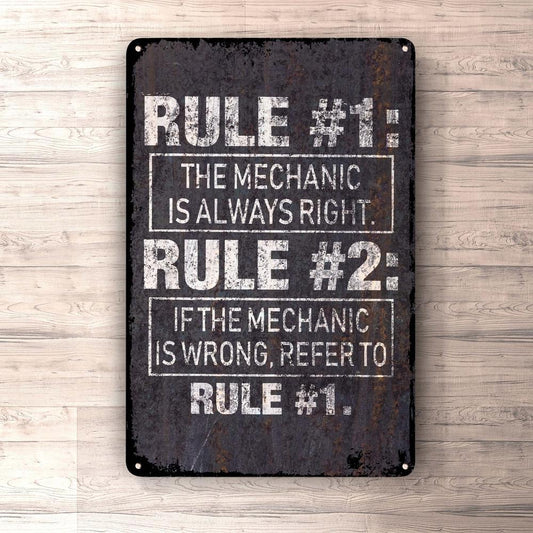 Mechanic Rules Skilte, Musemåtte, Dørmåtte-Skilte-Funny Garage-Garage Culture Shop- garage - man cave - merchandise