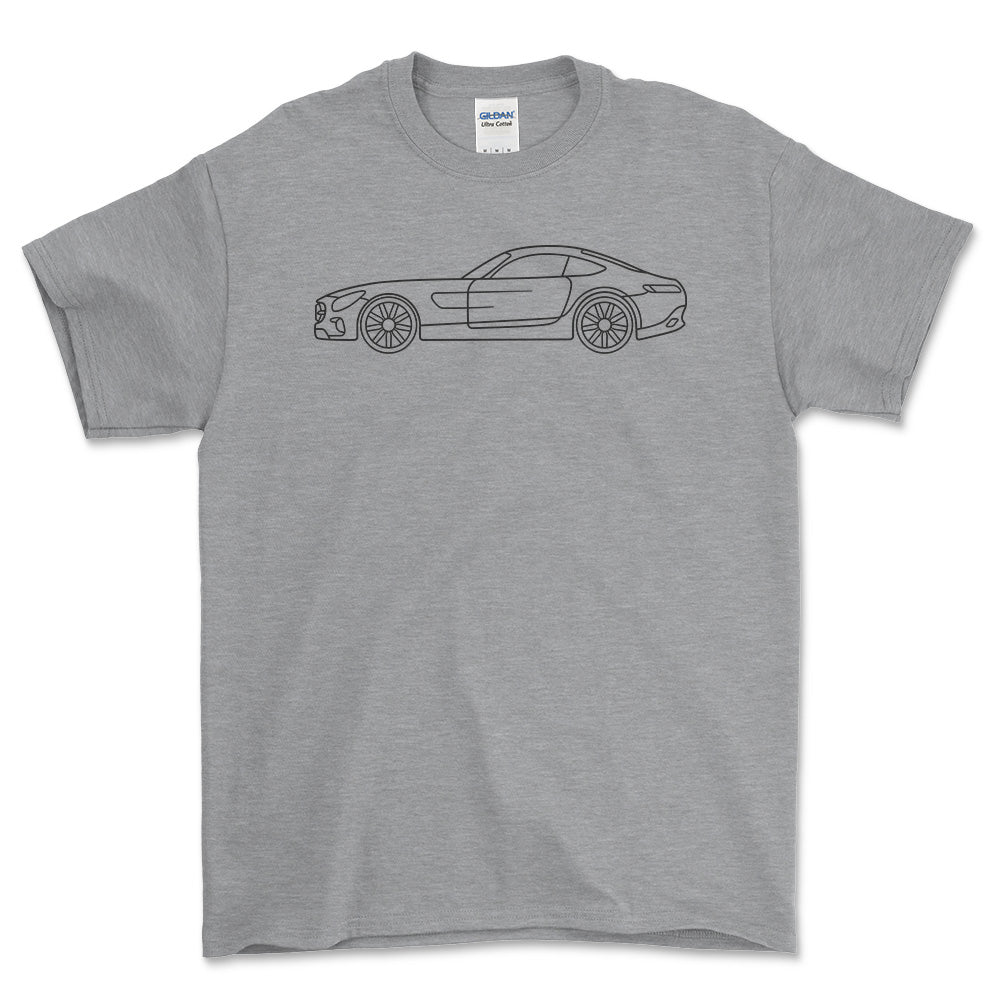 Mercedes Benz AMG GT Outline - Unisex T-Shirt , Bomuld-Beklædning-Mercedes-Grå Sport-S-Forside-Garage Culture Shop- garage - man cave - merchandise