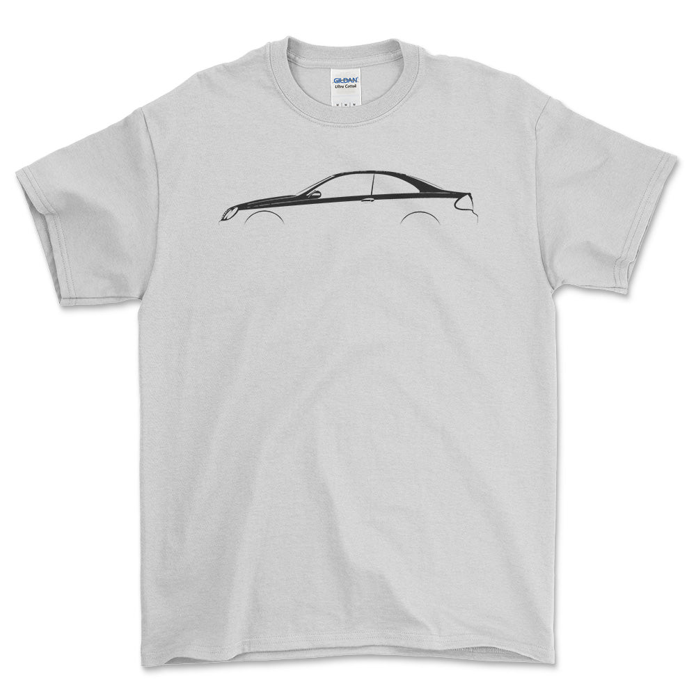 Mercedes CLK C209 2002-2010 Silhuet - Unisex T-Shirt , Bomuld-Beklædning-Mercedes-Hvid-S-Forside-Garage Culture Shop- garage - man cave - merchandise