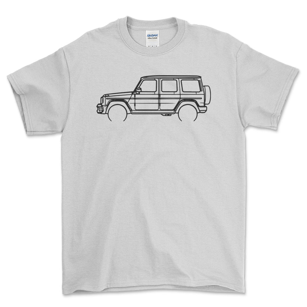 Mercedes G63 AMG Outline - Unisex T-Shirt , Bomuld-Beklædning-Mercedes-Hvid-S-Forside-Garage Culture Shop- garage - man cave - merchandise