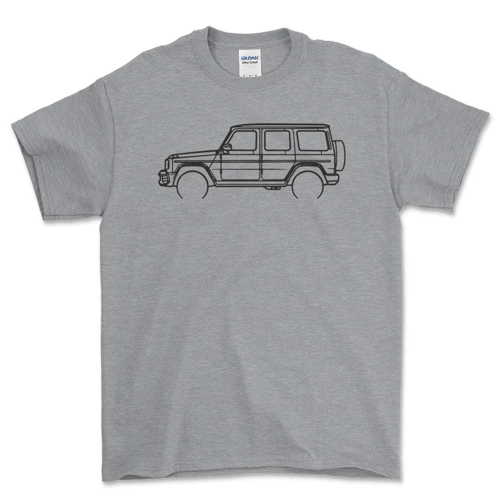 Mercedes G63 AMG Outline - Unisex T-Shirt , Bomuld-Beklædning-Mercedes-Grå Sport-S-Forside-Garage Culture Shop- garage - man cave - merchandise