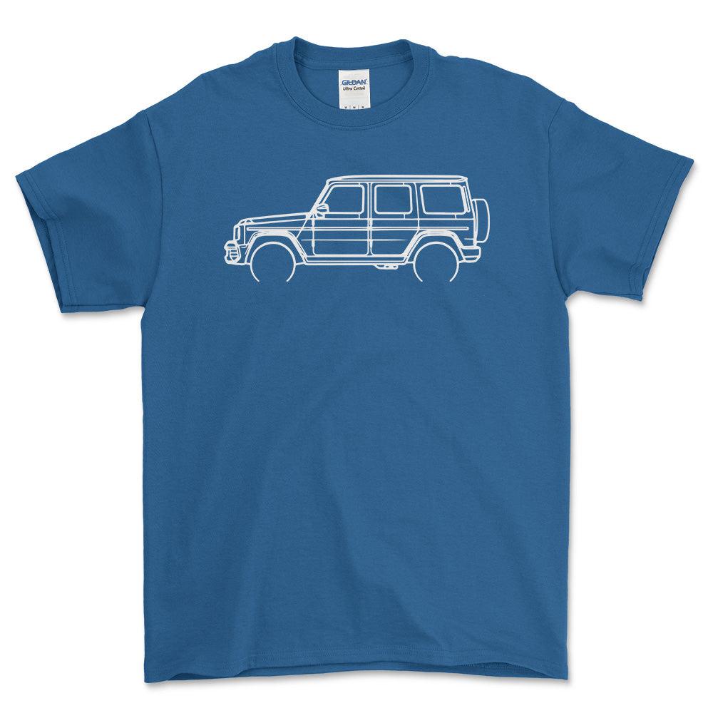 Mercedes G63 AMG Outline - Unisex T-Shirt , Bomuld-Beklædning-Mercedes-Blå Royal-S-Forside-Garage Culture Shop- garage - man cave - merchandise