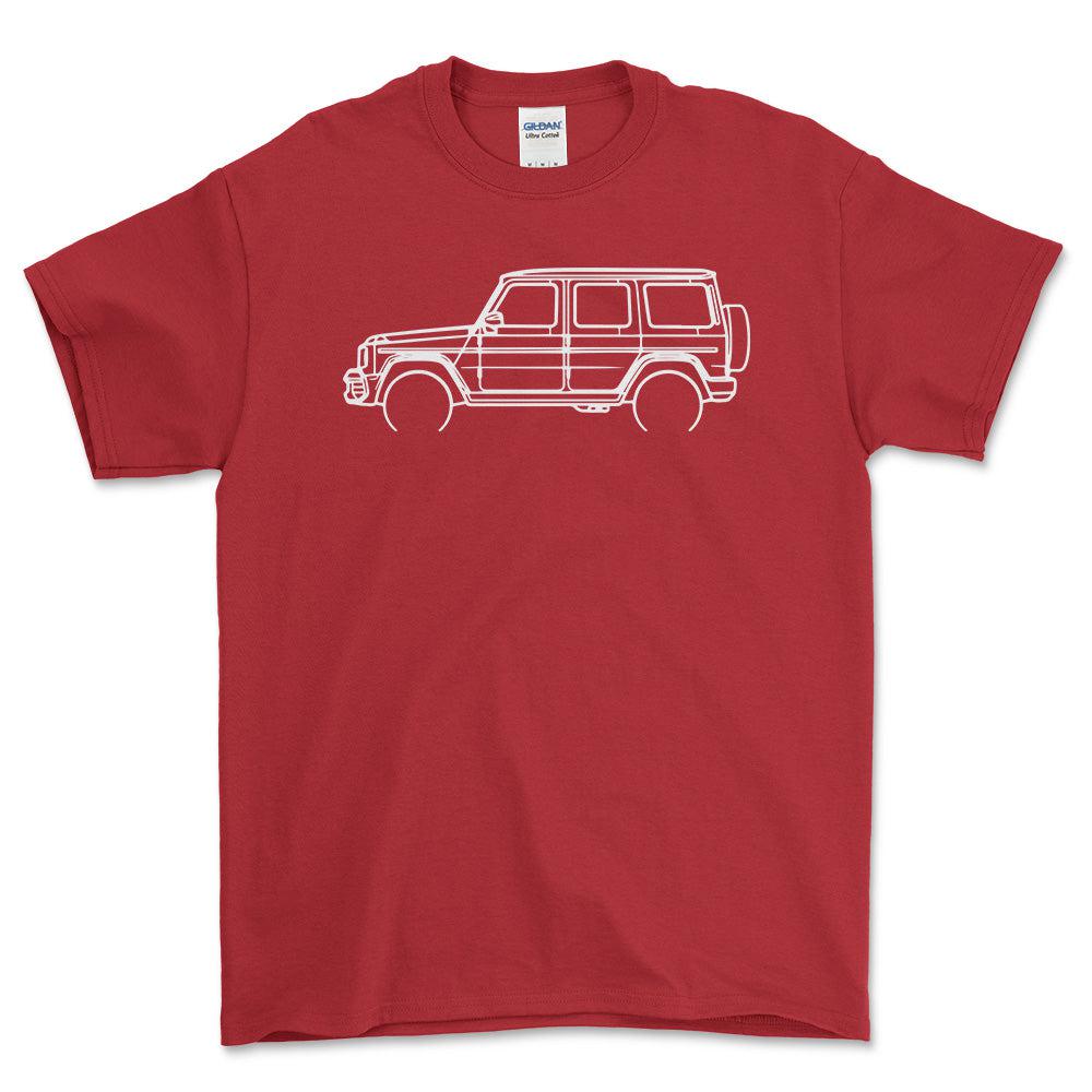 Mercedes G63 AMG Outline - Unisex T-Shirt , Bomuld-Beklædning-Mercedes-Rød-S-Forside-Garage Culture Shop- garage - man cave - merchandise