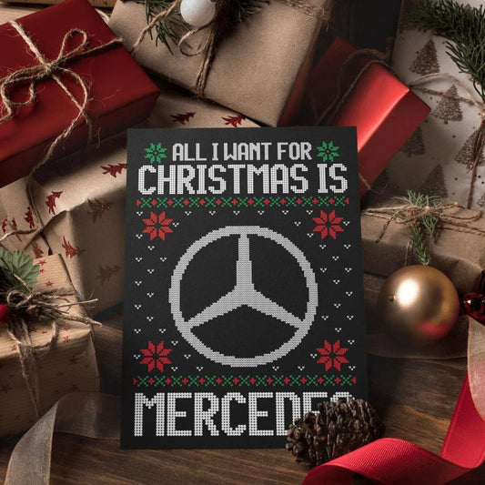 Mercedes Juleskilte All I Want For Christmas Is Skilte, Musemåtte, Dørmåtte-Skilte-Mercedes-Garage Culture Shop- garage - man cave - merchandise