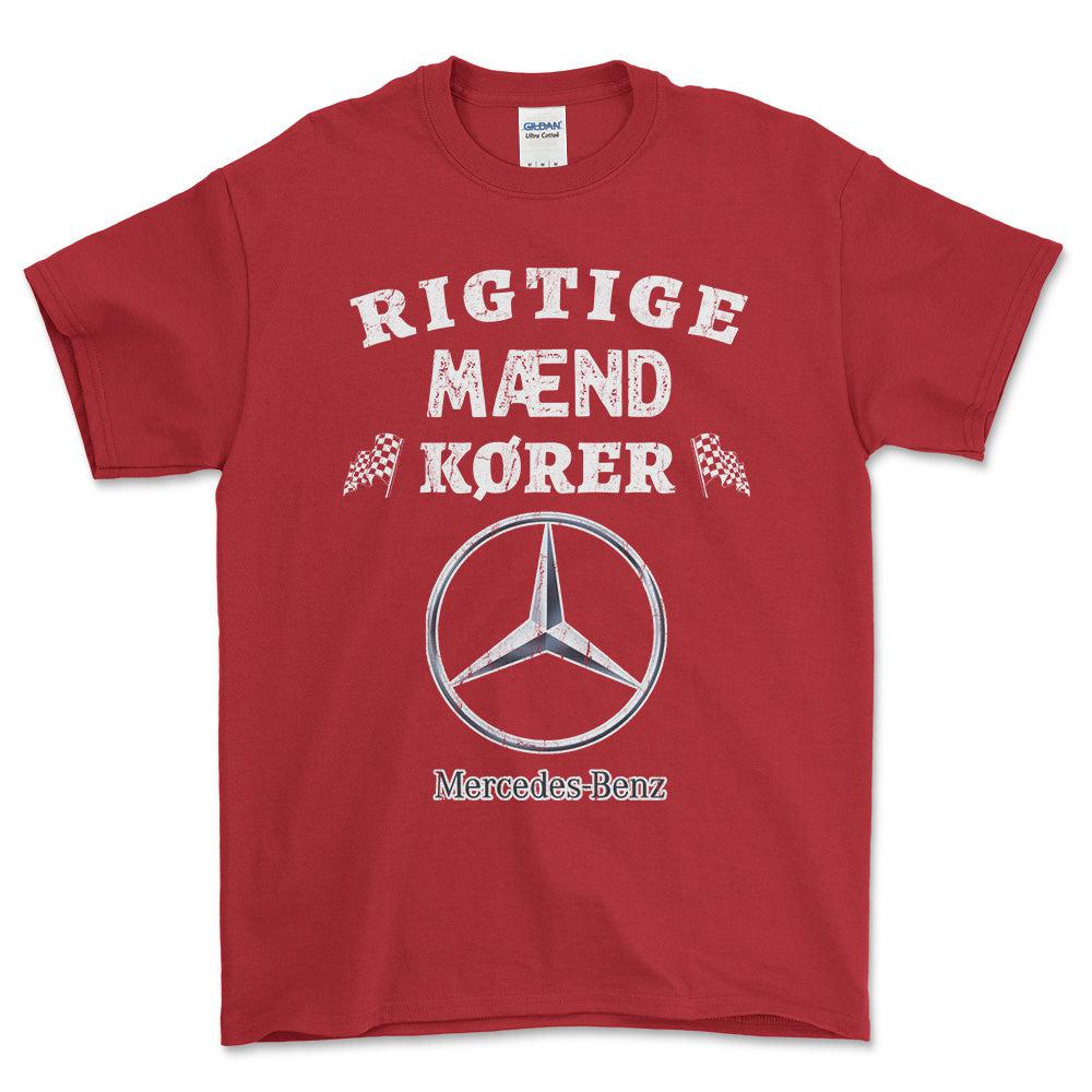 Mercedes Rigtige Mænd Kører - Unisex T-Shirt , Bomuld-Beklædning-Mercedes-Rød-S-Forside-Garage Culture Shop- garage - man cave - merchandise