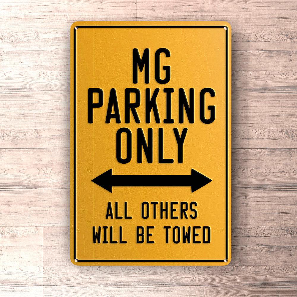 Mg Parking Only Skilte, Musemåtte, Dørmåtte-Parking skilte-MG-Garage Culture Shop- garage - man cave - merchandise