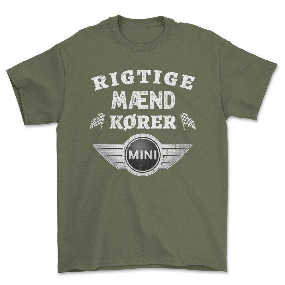 Mini Rigtige Mænd Kører - Unisex T-Shirt , Bomuld-Beklædning-Mini-Grøn Militær-S-Forside-Garage Culture Shop- garage - man cave - merchandise