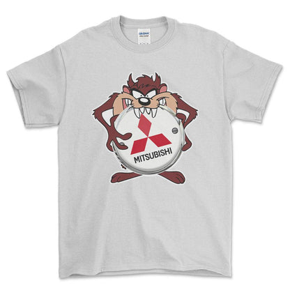 Mitsubishi TAZ Unisex T-Shirt , Bomuld-Beklædning-Mitsubishi-Hvid-S-Forside-Garage Culture Shop- garage - man cave - merchandise