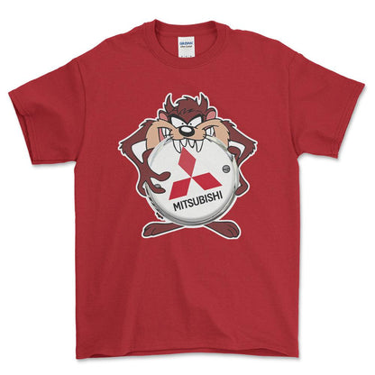 Mitsubishi TAZ Unisex T-Shirt , Bomuld-Beklædning-Mitsubishi-Rød-S-Forside-Garage Culture Shop- garage - man cave - merchandise