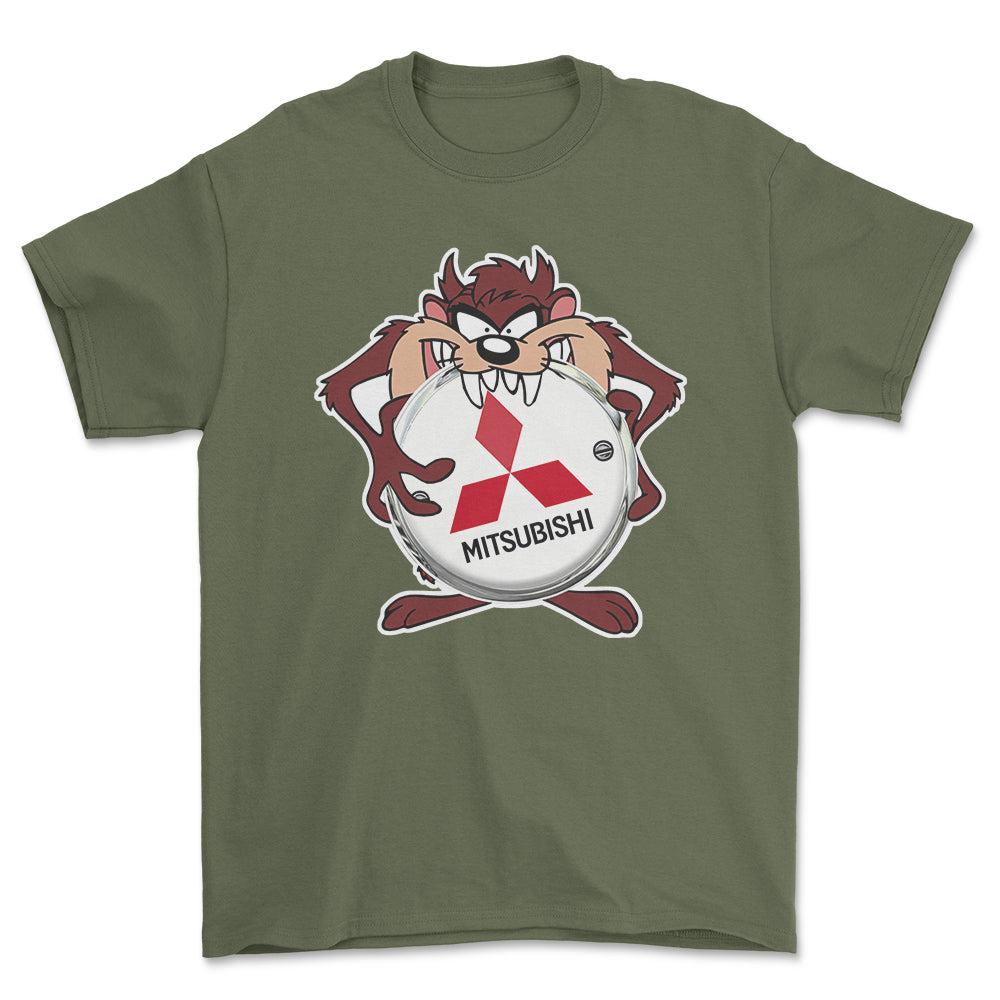 Mitsubishi TAZ Unisex T-Shirt , Bomuld-Beklædning-Mitsubishi-Grøn Militær-S-Forside-Garage Culture Shop- garage - man cave - merchandise