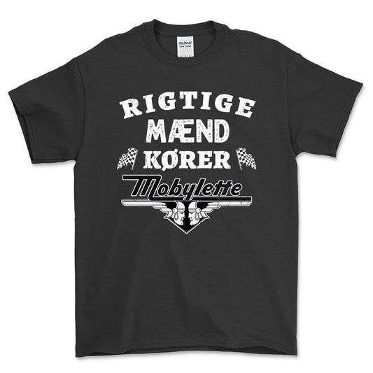 Mobylette Rigtige Mænd Kører - Unisex T-Shirt , Bomuld-Beklædning-Mobylette-Sort-S-Forside-Garage Culture Shop- garage - man cave - merchandise