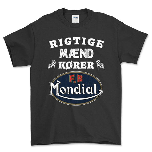 Mondial Rigtige Mænd Kører - Unisex T-Shirt , Bomuld-Beklædning-Mondial-Sort-S-Forside-Garage Culture Shop- garage - man cave - merchandise