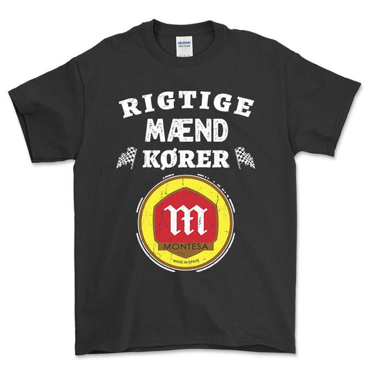 Montesa Rigtige Mænd Kører - Unisex T-Shirt , Bomuld-Beklædning-Montesa-Sort-S-Forside-Garage Culture Shop- garage - man cave - merchandise