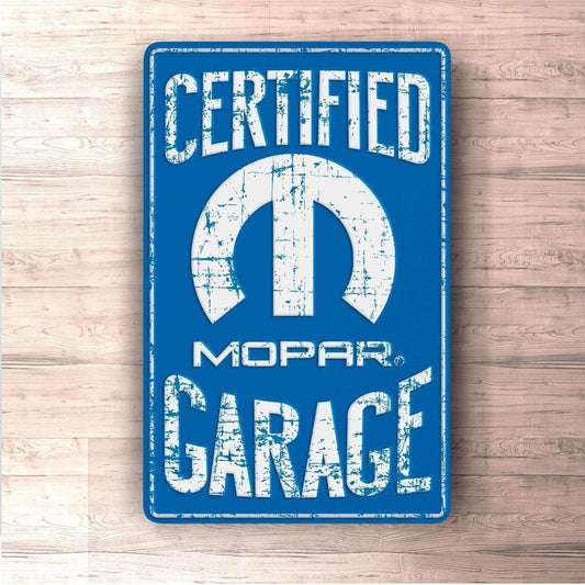 Mopar Certified Garage Skilte, Musemåtte, Dørmåtte-Skilte-Mopar-Garage Culture Shop- garage - man cave - merchandise