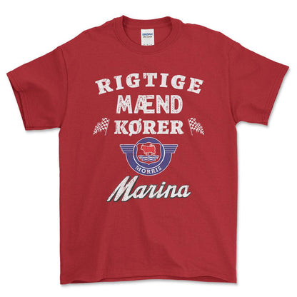 Morris Marina Rigtige Mænd Kører - Unisex T-Shirt , Bomuld-Beklædning-Morris-Rød-S-Forside-Garage Culture Shop- garage - man cave - merchandise