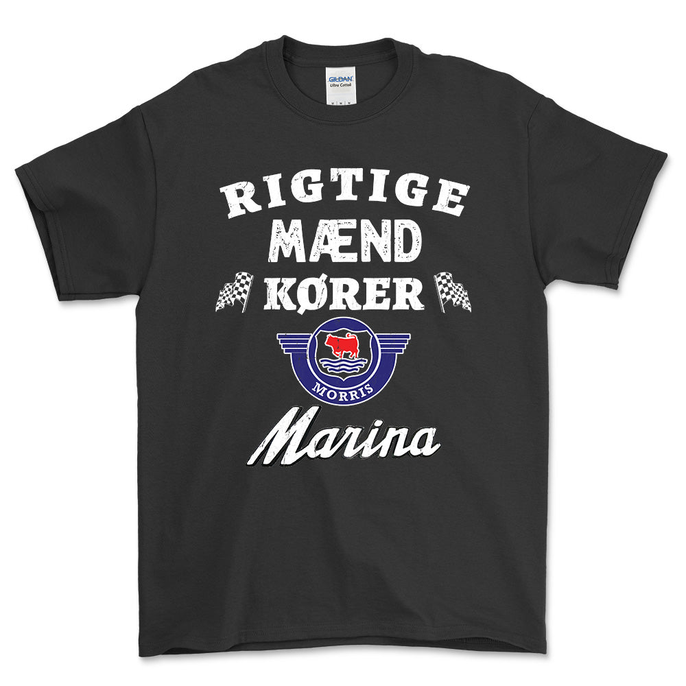 Morris Marina Rigtige Mænd Kører - Unisex T-Shirt , Bomuld-Beklædning-Morris-Sort-S-Forside-Garage Culture Shop- garage - man cave - merchandise