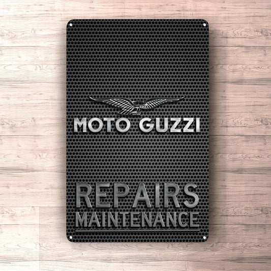 Moto Guzzi Repairs Maintenance Skilte, Musemåtte, Dørmåtte-Skilte-Moto Guzzi-Garage Culture Shop- garage - man cave - merchandise