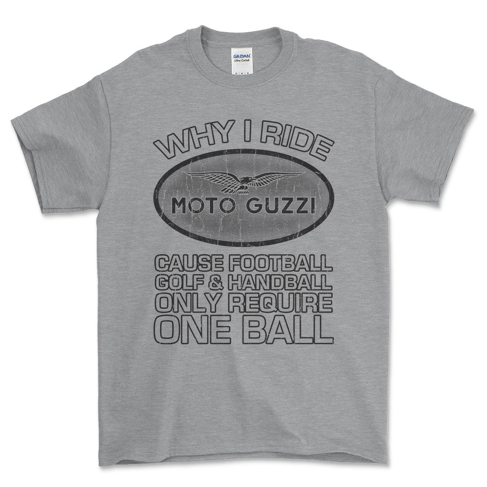 Moto Guzzi - Why I Drive Moto Guzzi Unisex T-Shirt , Bomuld-Beklædning-Moto Guzzi-Grå Sport-S-Forside-Garage Culture Shop- garage - man cave - merchandise