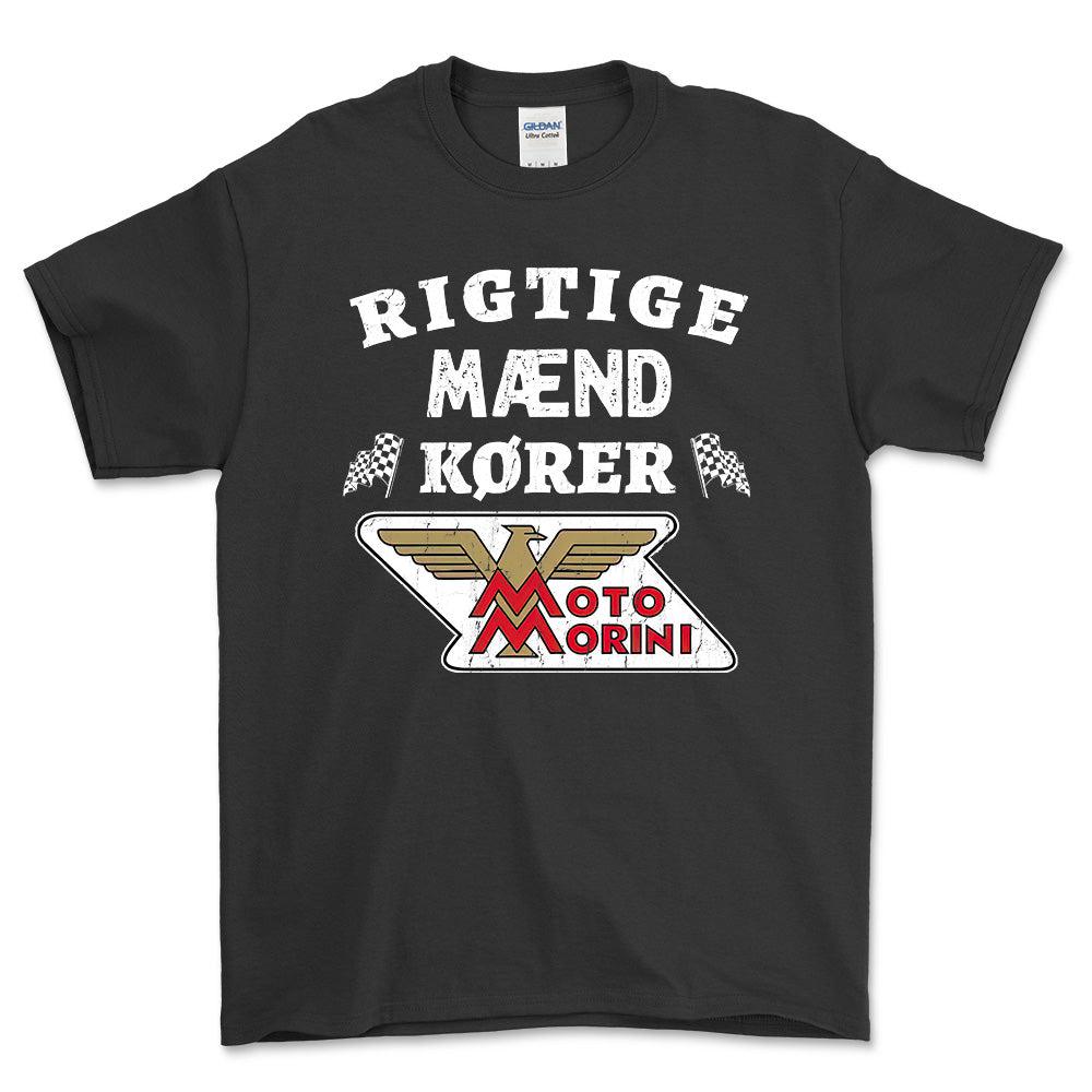 Moto Morini Rigtige Mænd Kører - Unisex T-Shirt , Bomuld-Beklædning-Moto Morini-Sort-S-Forside-Garage Culture Shop- garage - man cave - merchandise