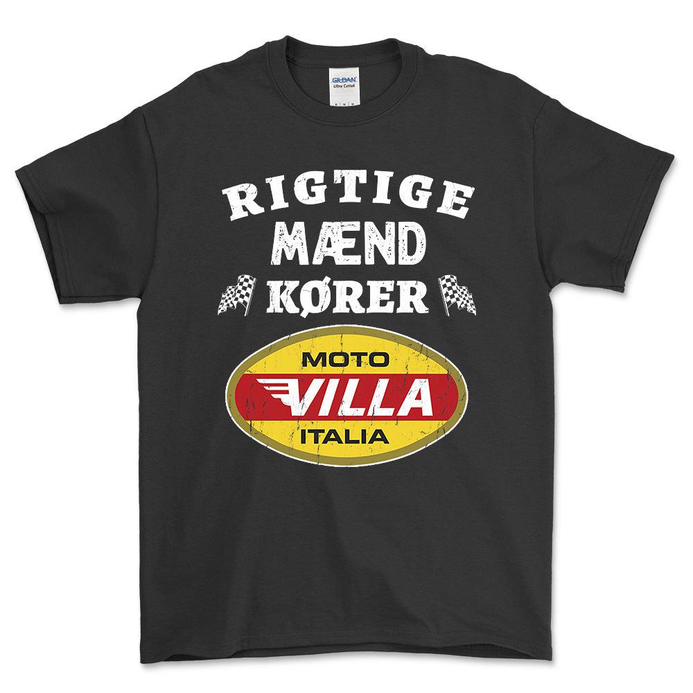 Moto Villa Rigtige Mænd Kører - Unisex T-Shirt , Bomuld-Beklædning-Moto Villa-Garage Culture Shop- garage - man cave - merchandise