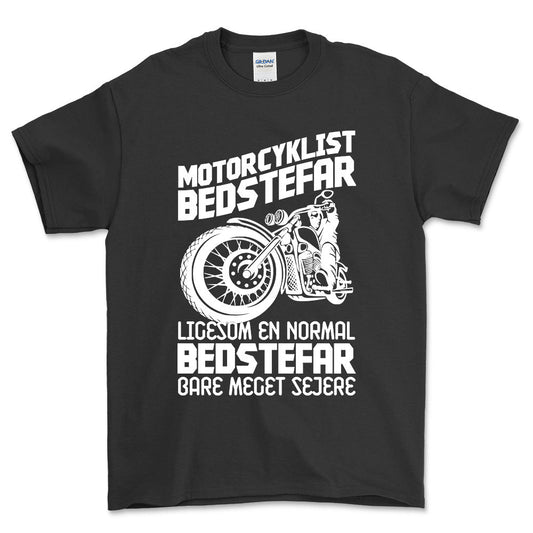 Motorcyklist Bedstefar Ligesom En Normal Bedstefar Bare Meget Sejere Unisex T-Shirt , Bomuld-Beklædning-Motorcyklist-Sort-S-Forside-Garage Culture Shop- garage - man cave - merchandise