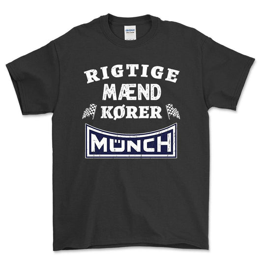 Munch Rigtige Mænd Kører - Unisex T-Shirt , Bomuld-Beklædning-Munch-Sort-S-Forside-Garage Culture Shop- garage - man cave - merchandise