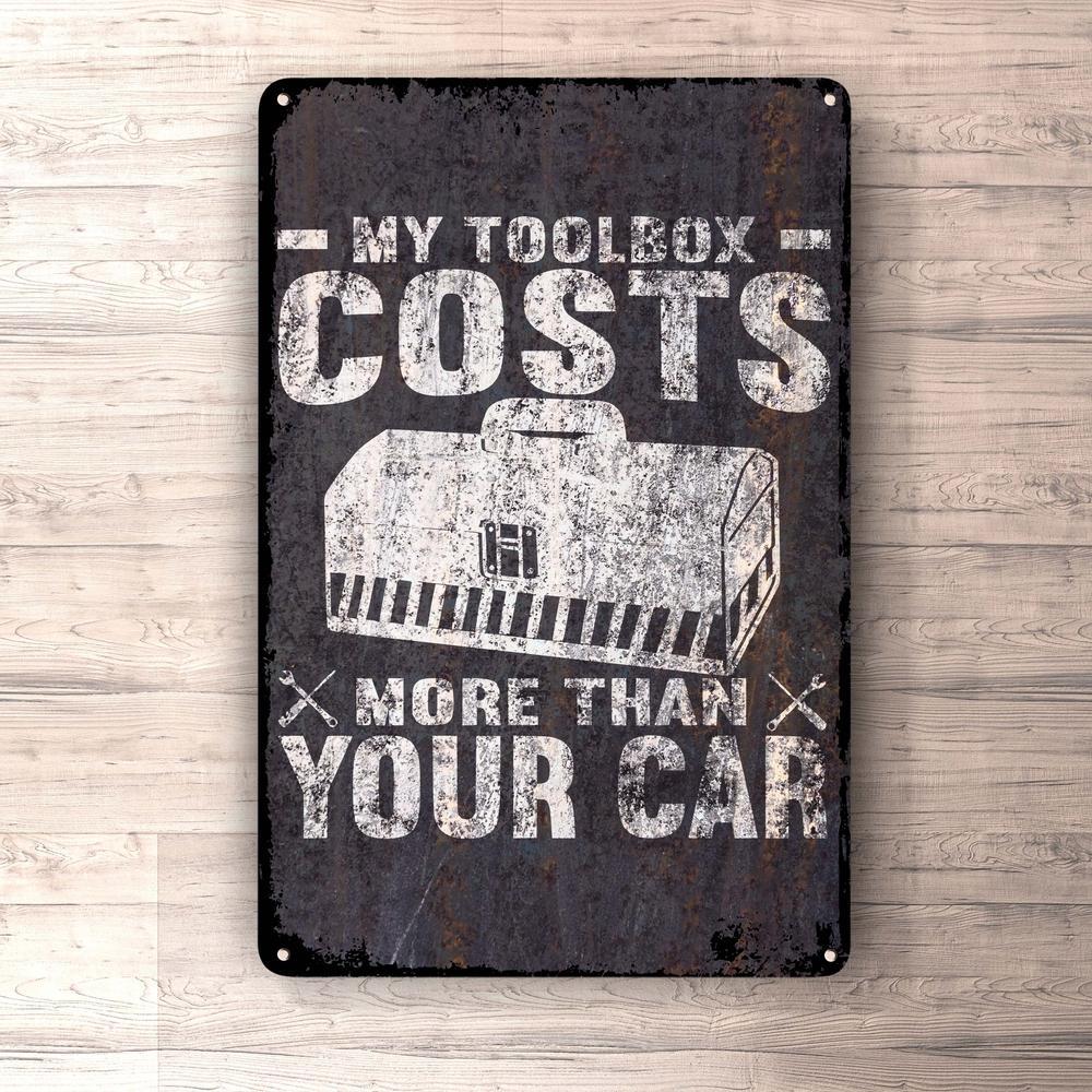 My Toolbox Costs More Than Your Car Skilte, Musemåtte, Dørmåtte-Skilte-Funny Garage-Garage Culture Shop- garage - man cave - merchandise