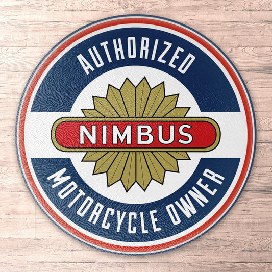 Nimbus Authorized Motorcycle Owner, Runde Skilte , Musemåtte Rundt , Kop Underlag, Underlagssæt-Runde Skilte-Nimbus-Garage Culture Shop- garage - man cave - merchandise