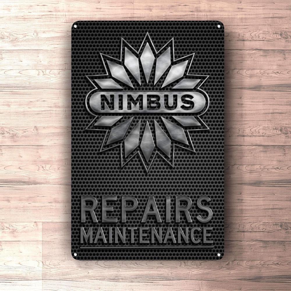 Nimbus Repairs Maintenance Skilte, Musemåtte, Dørmåtte-Skilte-Nimbus-Garage Culture Shop- garage - man cave - merchandise