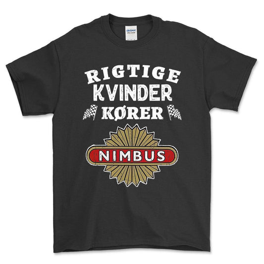 Nimbus Rigtige Kvinder Kører - Unisex T-Shirt , Bomuld-Beklædning-Nimbus-Sort-S-Forside-Garage Culture Shop- garage - man cave - merchandise