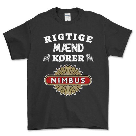 Nimbus Rigtige Mænd Kører - Unisex T-Shirt , Bomuld-Beklædning-Nimbus-Sort-S-Forside-Garage Culture Shop- garage - man cave - merchandise