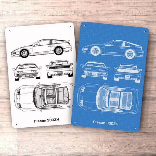 Nissan 300Zx Blueprint Skilte, Musemåtte, Dørmåtte-Blueprint-Nissan-Garage Culture Shop- garage - man cave - merchandise