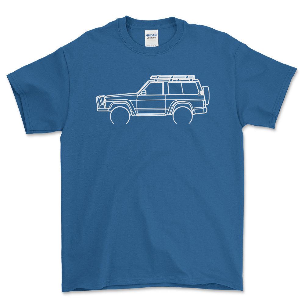 Nissan GQ Patrol Outline - Unisex T-Shirt , Bomuld-Beklædning-Nissan-Blå Royal-S-Forside-Garage Culture Shop- garage - man cave - merchandise